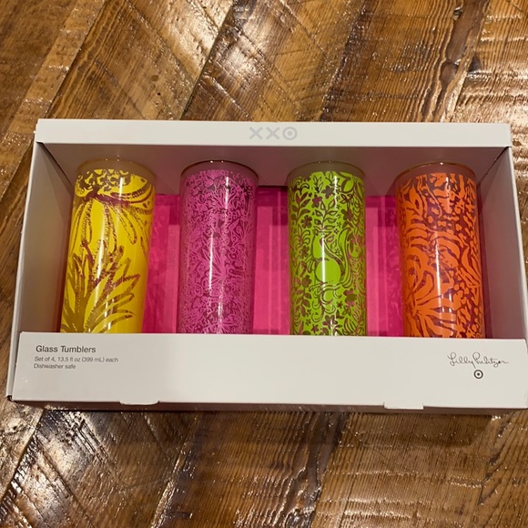 Lilly Pulitzer for Target Glass Tumblers Set of 4 New in Box - Picture 1 of 4